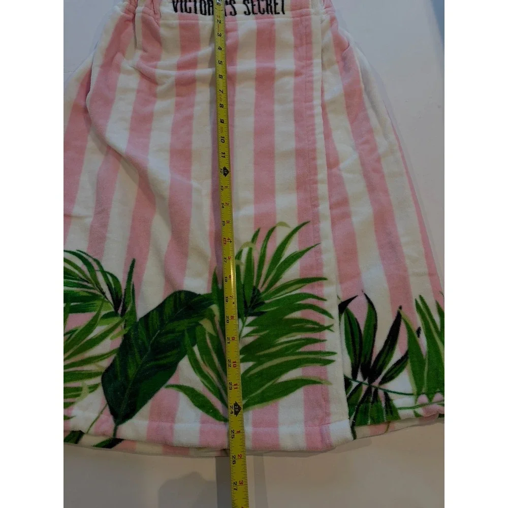 Victoria's Secret Body Wrap Towel Pink Striped  Bath Wrap Palm Leaf Design Beach